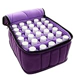FLYMEI 30-Bottle Essential Oil Carrying Case - Oil Cases for Essential Oils - Portable Handle Bag for Travel and Home - Sturdy Zippers – Holds 5ml, 10ml, 15ml and Roll-Ons Bottles (Purple)