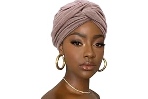 DRESHOW Hair Wrap for Women African Turban Knotted Hairwraps for Sleeping Long Stretch Jersey Head Scarf Ribbed Turban