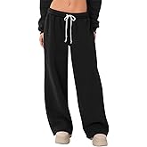 HeSaYep Women's Fleece Lined Sweatpants Wide Leg Thermal Winter Warm Baggy Sweat Pants with Pockets