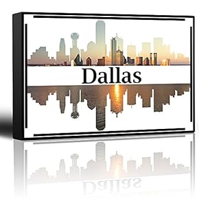 City Skyline Series - Dallas - Colorful Urban Art - Sunsets and Silhouettes Famous Buildings and Landmarks - Canvas Art Home Art - 12x18 inches