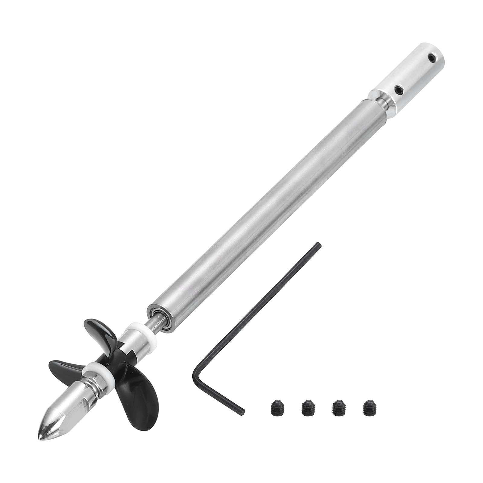 sourcing map Drive Shaft W Propeller and Coupling Joint for RC Boat Coupler Assemble Kit, L130mm Shaft, L80mm Sleeve, D36mm Three Propeller, Fit for 3.17 mm Motor Shaft