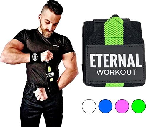 Wrist Wraps 18" by ETERNAL WORKOUT: Weight Lifting, Bodybuilding, Weight Training, Best Wrist Support, Crossfit, Powerlifting, Strength Training, Premium (Green/Black)