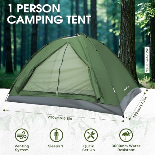 JAICOM Tent 1-4 Person Camping Tent, Lightweight, Stable, Waterproof Dome Tent, 3-4 Season Ultralight Tents with Small Pack Size, for Camping, Trekking, Family, Outdoor