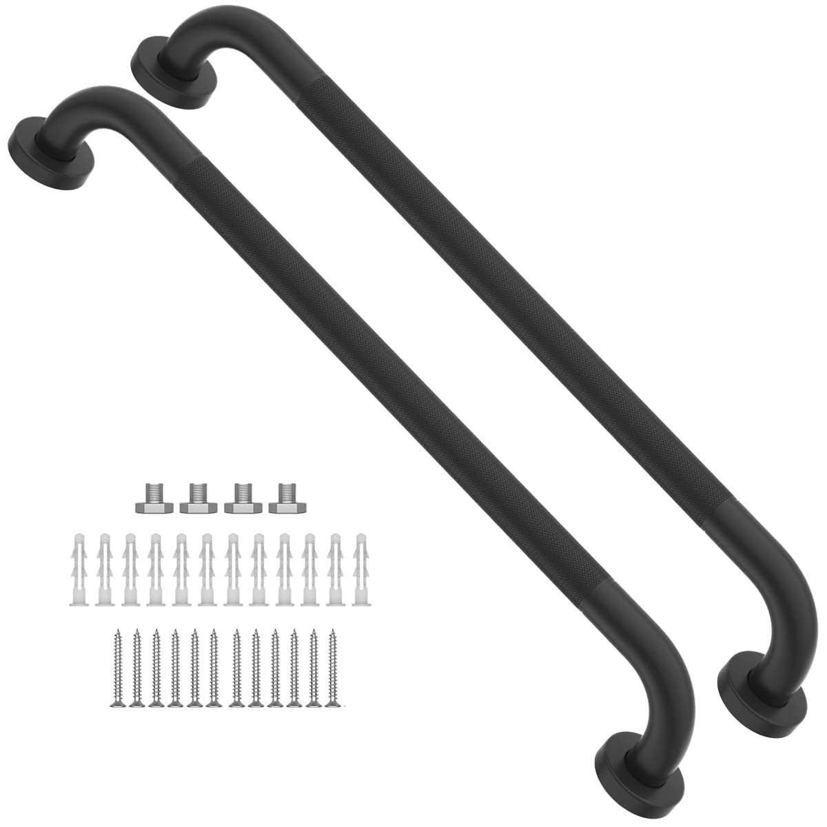 Photo 1 of 2 Pack 24 Inch Anti Slip Shower Grab Bar Oil Rubbed Black 1.25" Diameter,Munzong Bathroom Grab Bar, Knurled Bathroom Balance Bar,Safety Hand Rail Support Handicap Elderly Senior Assist Bath Handle