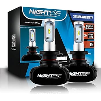 NIGHTEYE H7 LED Headlight Bulbs Conversion Kit,Fog Light,HID or Halogen Head Light Replacement,Headlamp Kit 50W 8000lm 6500K White,1 Pair-2Year Warranty