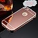 For Apple iPhone 5 5s SE Case, FLOVEME [Slim Fit] [Metal Aluminum Bumper] Premium Ultra Thin Luxury Make Up Mirror with Electroplate Frame No Slip Hard Back Holder Cover - Rose Gold