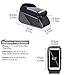 ROTTO Bicycle Bag Bike Frame Bag Top Tube Phone Bags Sensitive Touch Screen Waterproof with Rain Cover (Gray-Black)