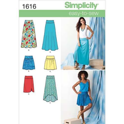 Simplicity 1616 Easy to Sew Women's Woven or Knit Skirt Sewing Patterns, Sizes 14-22