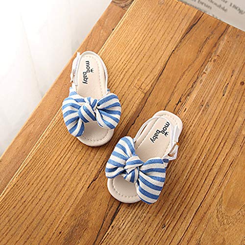 Tantisy ♣↭♣ Girls Striped Bowknot Sandals/Flat Slippers/Fashion Dual use Casual Shoes (Children/Little Kid/Big Kid) Blue