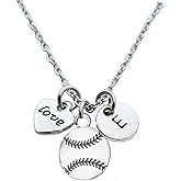 Softball Gifts, Softball Charm Necklace, Personalized Softball Jewelry, Custom Initial Softball Pendant for Women, Teens and Girls, Softball Player Accessories