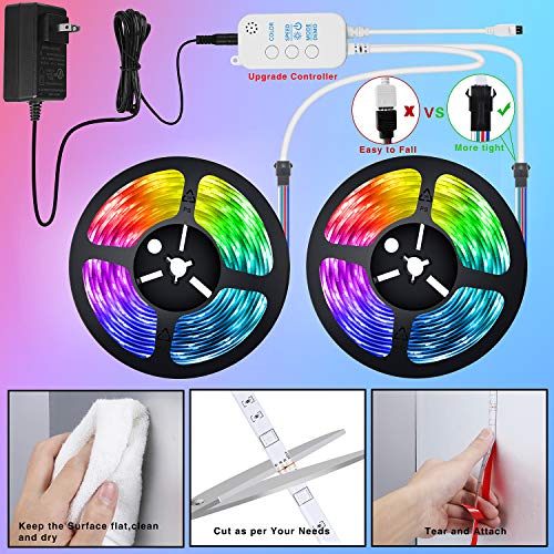 Led Strip Lights Bluetooth,32.8ft Color Changing Strip Lights 5050 SMD RGB LED Tape Light IP67 Waterproof for Party Bar Car Home Kid’Room DIY Decoration