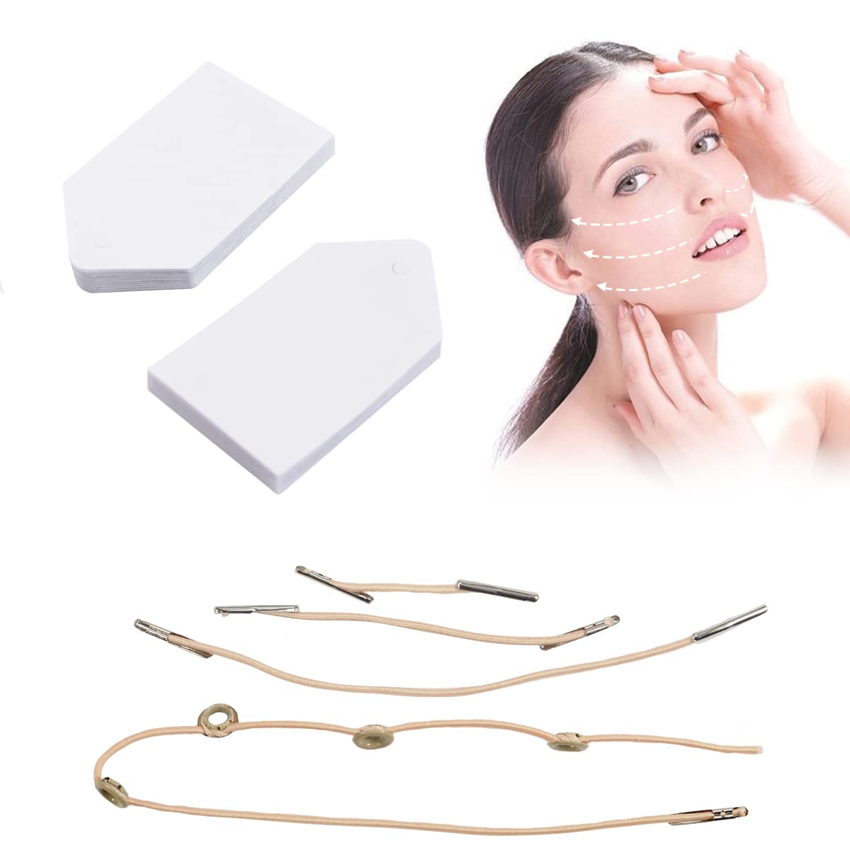 40 PCS Face Lift Tape Instant Face Lifting Stickers, Neck and Eye Lift Tape, Refill Tapes, V-Shape Face Lifting Tape Invisible Thin Face Stickers (B)