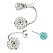 JewelrieShop Lady Assorted Colors Hypoallergenic Double Balls Stud Earrings Rhinestones Crystals Ear Rings