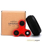 UNI-Novelty Tri-Spinner Fidget Toy Hybrid Ceramic Bearing Stress Reducer for ADD, ADHD, Anxiety, and Autism Adult Children with EVA Bag and Cleaning Cloth (Red)
