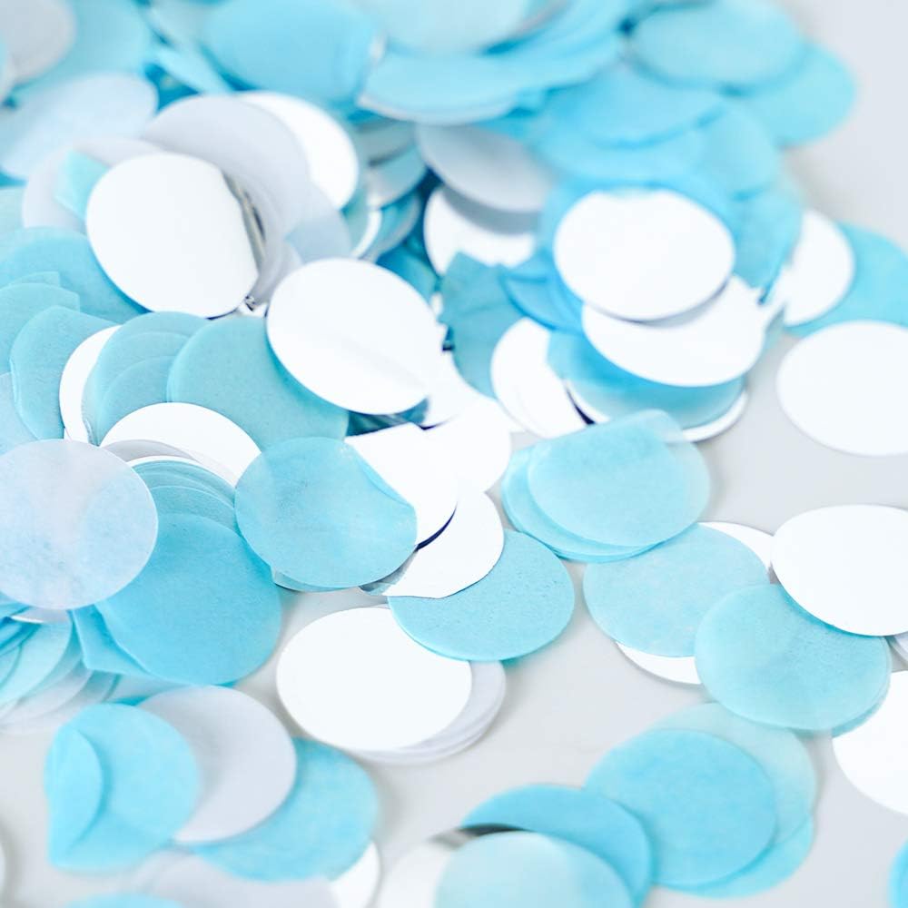 2.5cm Paper and Foil Confetti Blue Mix Round Tissue Confetti 6000pcs for Parties Weddings Birthday Party Balloon Table Decoration (Blues - Image 5