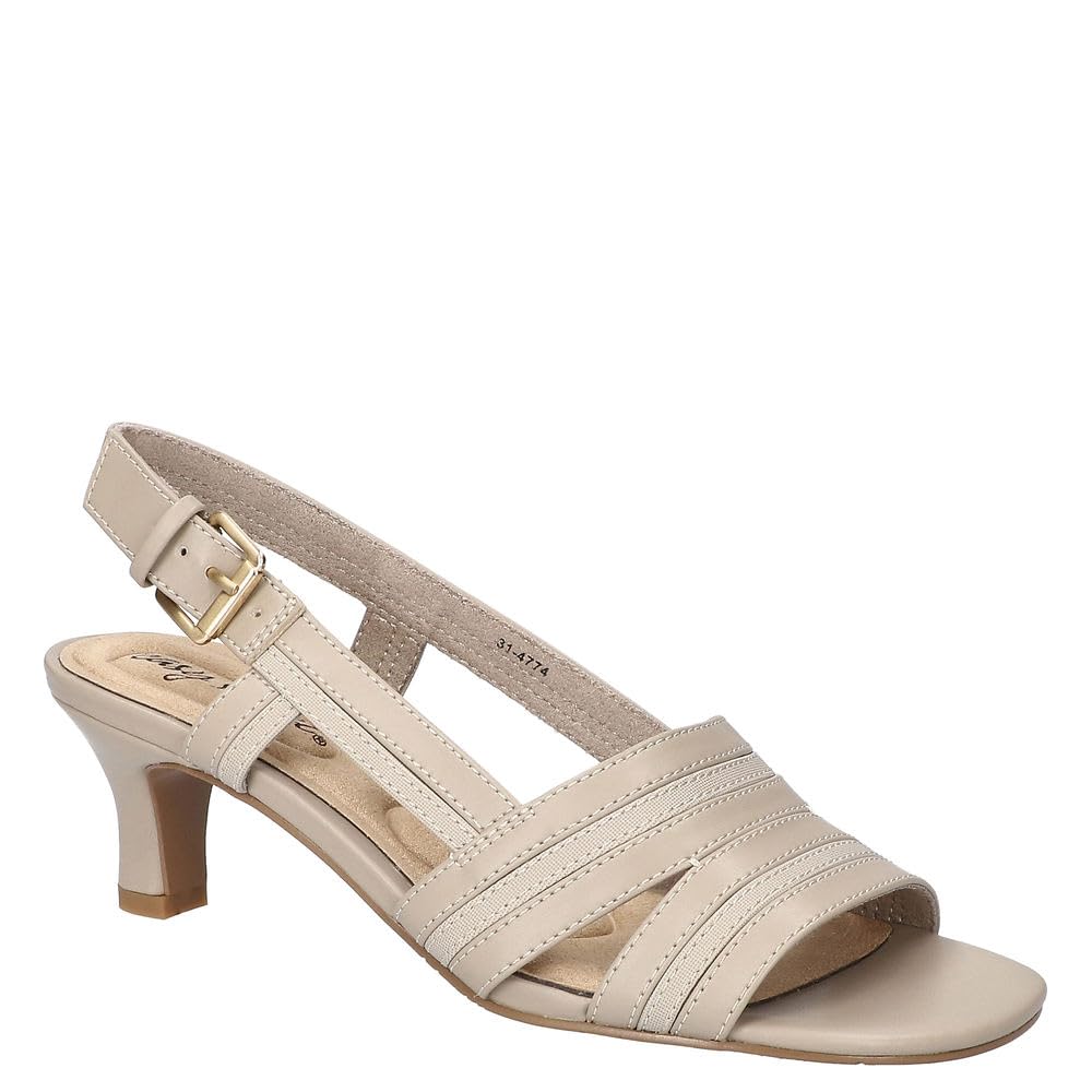 Easy Street Women’s Meghan Heeled Sandal, Mushroom Oatmeal Linen, 5