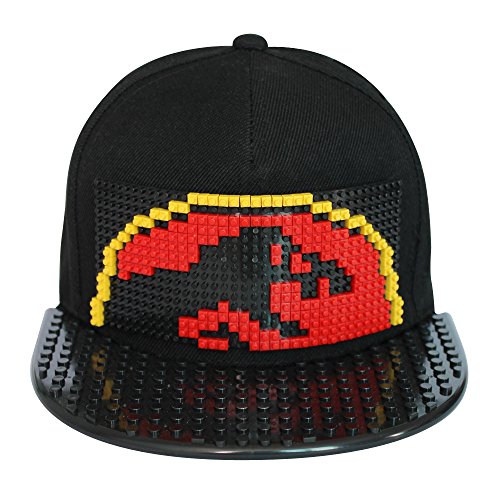 Toy Building hat Bricky Blocks Cap Snapbacks Hat Baseball Cap DIY Grid Hat Building Kit for Kids Black