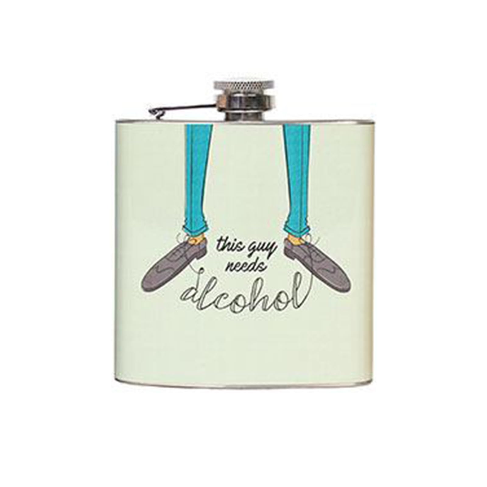 Hip Flask 6oz Stainless Steel (This Guy Needs Alcohol)