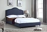 Home Life Cloth Charcoal Blue Linen Platform Bed with Slats Queen - Complete Bed 5 Year Warranty Included 009