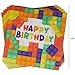 82 Piece Building Blocks Party Supplies Set Including Banner, Plates, Cups, Napkins, and Tablecloth, Serves 20