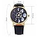 LYMFHCH Moon Phase Astronomy Space Watch Unisex Leather Quartz - Black Gold