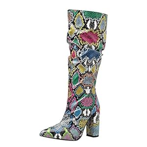 51tzc7fmqYL. SS300 routinfly - Botas de Mujer con tacón Grueso y tacón Alto, de Piel de Serpiente, con Cremallera en la Punta, Zapatos… 51tzc7fmqYL. SS300