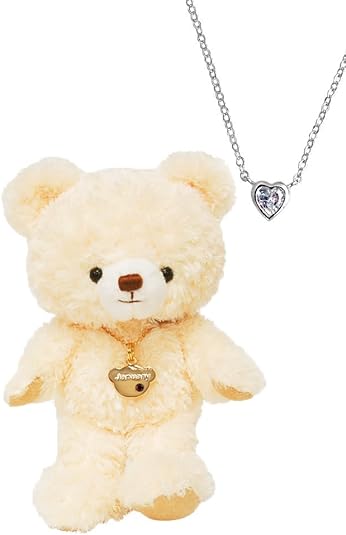 Amazon プティルウ 誕生日プレゼントに 誕生石べア ジルコニアハートネックレス 1月 ネックレス 通販