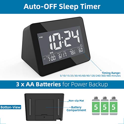 White Noise Sleep Sound Machine Alarm Clock for Home, Adults, Baby