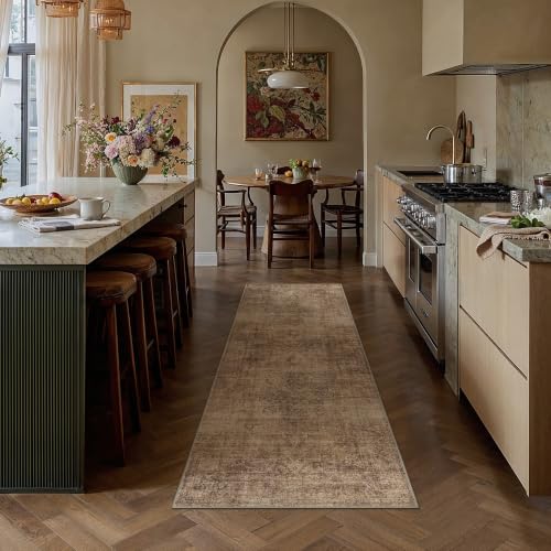 WondRg Brown Vintage Runner Rug