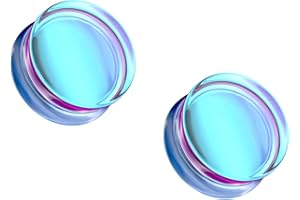 Pierced Owl Purple Iridescent Glass Double Flared Plug Gauges, Sold as a Pair
