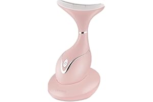 VRAIKO Iris Neck Face Massager, Pro Face Sculpting Tool with Charging Base, All-in-1 Facial Device for Enhanced Absorption, Radiance, Contouring, Elasticity, Home Facial Spa (Pink)