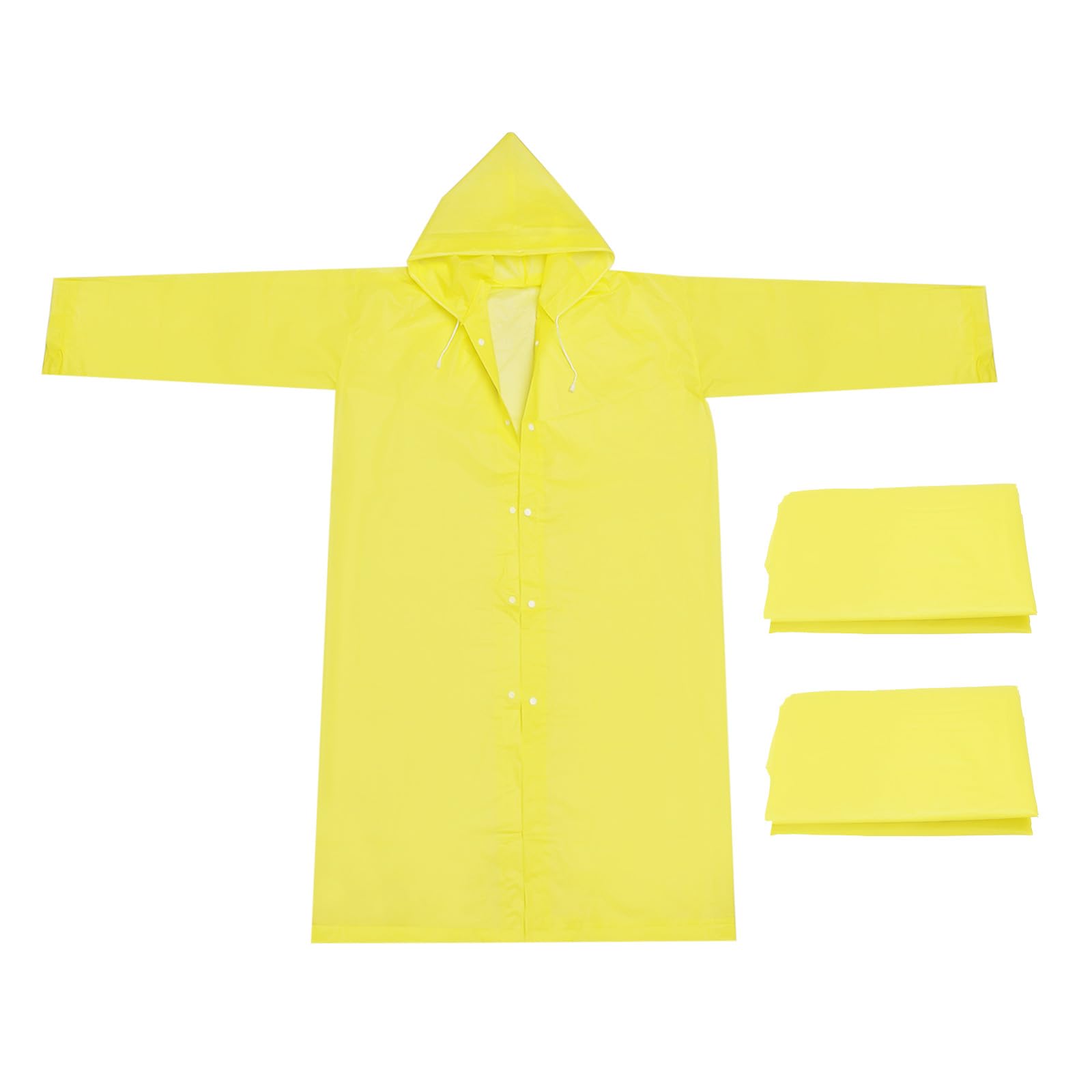 PATIKIL Rain Ponchos for Adults, 2 Pack Lightweight Reusable EVA Impermeable Rain Coat Waterproof Rain Jacket for Men and Women, Yellow