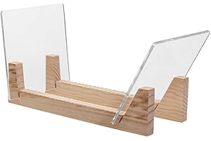 KAIU Vinyl Record Storage Holder - Stacks up to 50 Albums, 7 or 12 inch LPs - Solid Wood Organizer with Clear Acrylic Ends - Display Singles in Stylish Modern Portable Record Stand - Natural