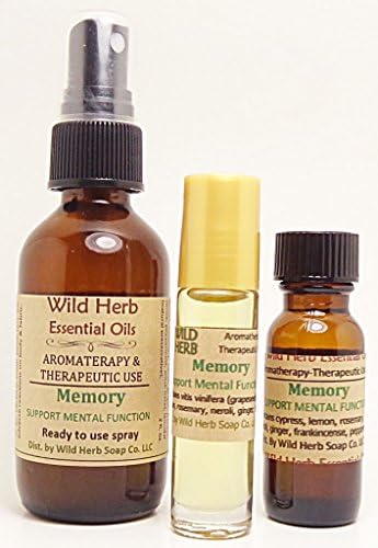 Wild Herb100% Pure Memory Essential Oil Blend - Organic Brain Boost - Great for Use During School/College, Remembering Speeches or Lines in a Play, Aging Adults, etc. (.33 oz. Roll On, Diluted)