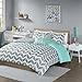 Intelligent Design Nadia Duvet Cover King/Cal King Size - Teal , Chevron Duvet Cover Set - 5 Piece - Ultra Soft Microfiber Light Weight Bed Comforter Covers
