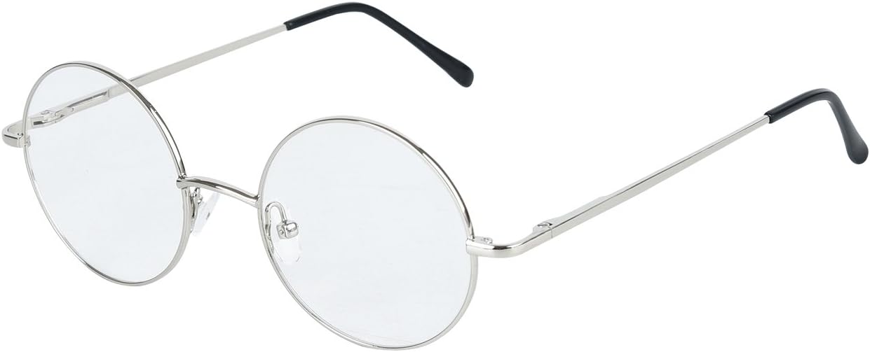 BestumRetro Round Optical Spring Hinge Metal Glasses Frame Clear lens