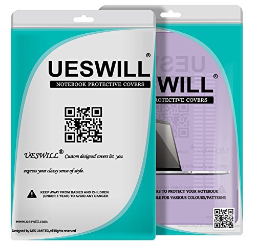UESWILL 3in1 Glossy Crystal Clear See Through Hard Shell Case Cover for MacBook Air 13" (Model: A1466/A1369) + Keyboard Cover and Screen Protector + Microfibre Cleaning Cloth, Purple