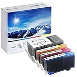 Compatible Set of 4 Replacement Inkjet Cartridges for Hewlett Packard (HP) 920XL: 1 Black CD975AN, Cyan CD972AN, Magenta CD973AN, and Yellow CD974AN - Shows Accurate Ink Levels