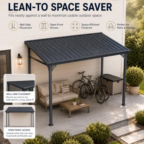 Kingdura 8x8 Wall Mounted Gazebo Review: Hardtop Lean-To Pergola with Galvanized Steel image 18
