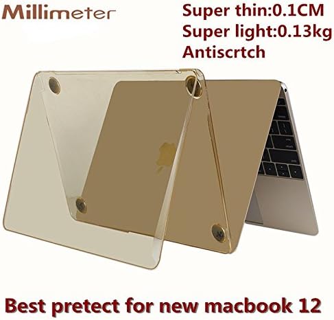 Millimeter New Apple Macbook Case 12 inch A1534 (2016 Release)Clear Crystla Golden Case Cover Sleeves for Apple New Macbook 12'' Inch Retina Rose Golden