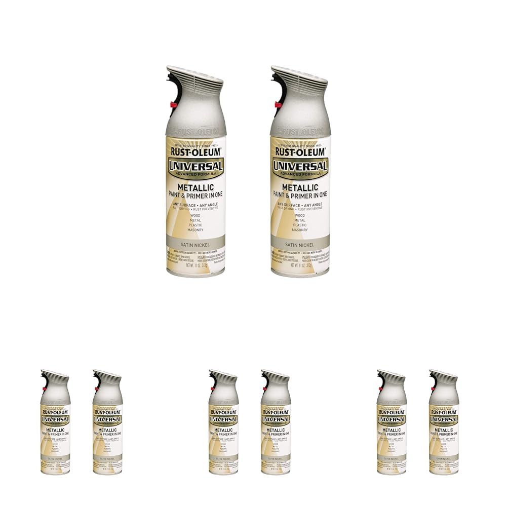 Rust-Oleum 249130-2PK Universal All Surface Metallic Spray Paint, 11 oz, Satin Nickel, 8 Pack Image Rust-Oleum 249130-2PK Universal All Surface Metallic Spray Paint, 11 oz, Satin Nickel, 8 Pack Image