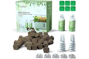 LetPot 77 Pcs Seed Pod Kits, Square Grow Anything Kit for Hydroponics, with 2 A&B Nutrient Plant Foods and 30 Sponges, 5 Domes, 10 Baskets, 30 Stickers, Compatible with LetPot Mini, YOOCAA, QYO, LYKO