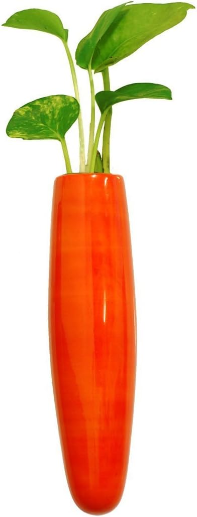 Handmade Wooden Vase and Planter with Magnets, made using Natural Colors | FRIDGE VASE (Orange) by Maya Organic