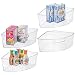 mDesign Kitchen Cabinet Plastic Lazy Susan Storage Organizer Bins with Front Handle - Large Pie-Shaped 1/4 Wedge, 6" Deep Container - Food Safe, BPA Free, 4 Pack - Clear primary