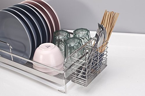 Compact Kitchen Dish Drainer Rack for Drying Glasses, Silverware, Bowls, Plates, Chopstick - Thumbnail 4