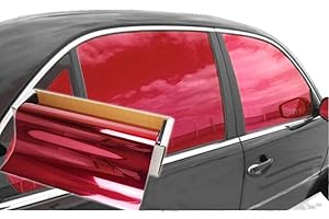 JNK NETWORKS Reflective Car Window Tint Film - One Way Window Mirror Glass Shield Automotive Tinting Sun Blocking Anti UV Heat Control for Car SUV Truck Tractor Boat House Red 20 Inches x 10 Feet
