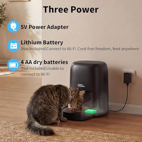Automatic Cat Food Dispenser RFID, 5G WiFi Automatic Cat Food Dispenser, Personalized Meals with Collar and Cat Recognition, 1-10 Meals, Ceramic Bowl, 4.6L