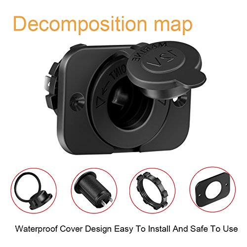 12V Cigarette Lighter Socket Car Marine Motorcycle ATV RV Lighter Socket Power Outlet Socket Receptacle Waterproof Plug 3Pack By MXRS