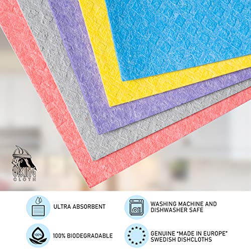 VIKING CLOTH Swedish Dish Cloths 10Pack Biodegradable Swedish Towels