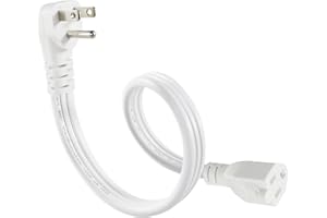 Heavy-Duty 14AWG Major Appliance Extension Cord - White 1FT Flat Thin Under Carpet Extension Cord with Flat Wall Plug,3 Prong